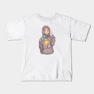 hoodie phone girl Kids T-Shirt